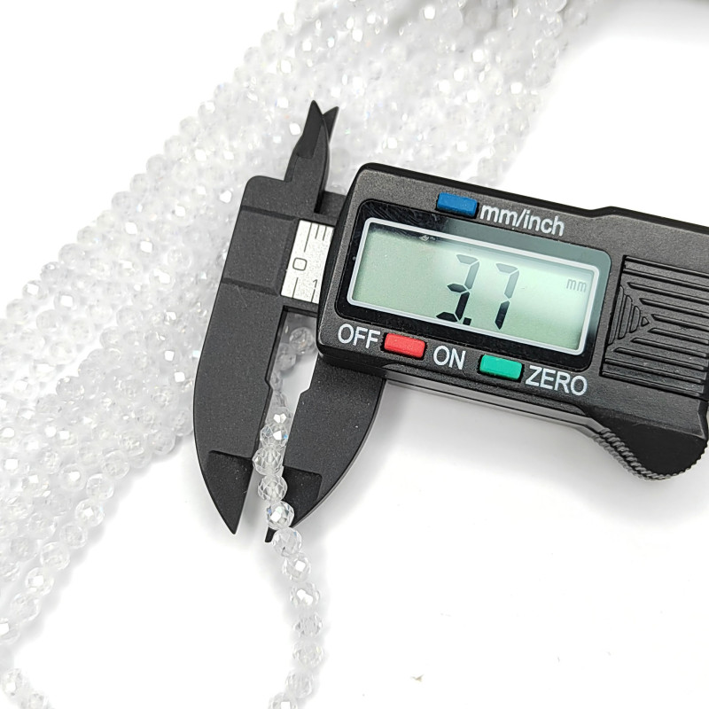 Цирконы огранка 3,7 мм цвет Прозрачный (белый), НИТЬ 36-37 см