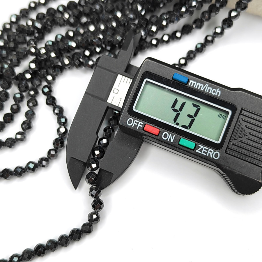 Цирконы огранка 4,3 мм цвет Чёрный, НИТЬ 36-37 см