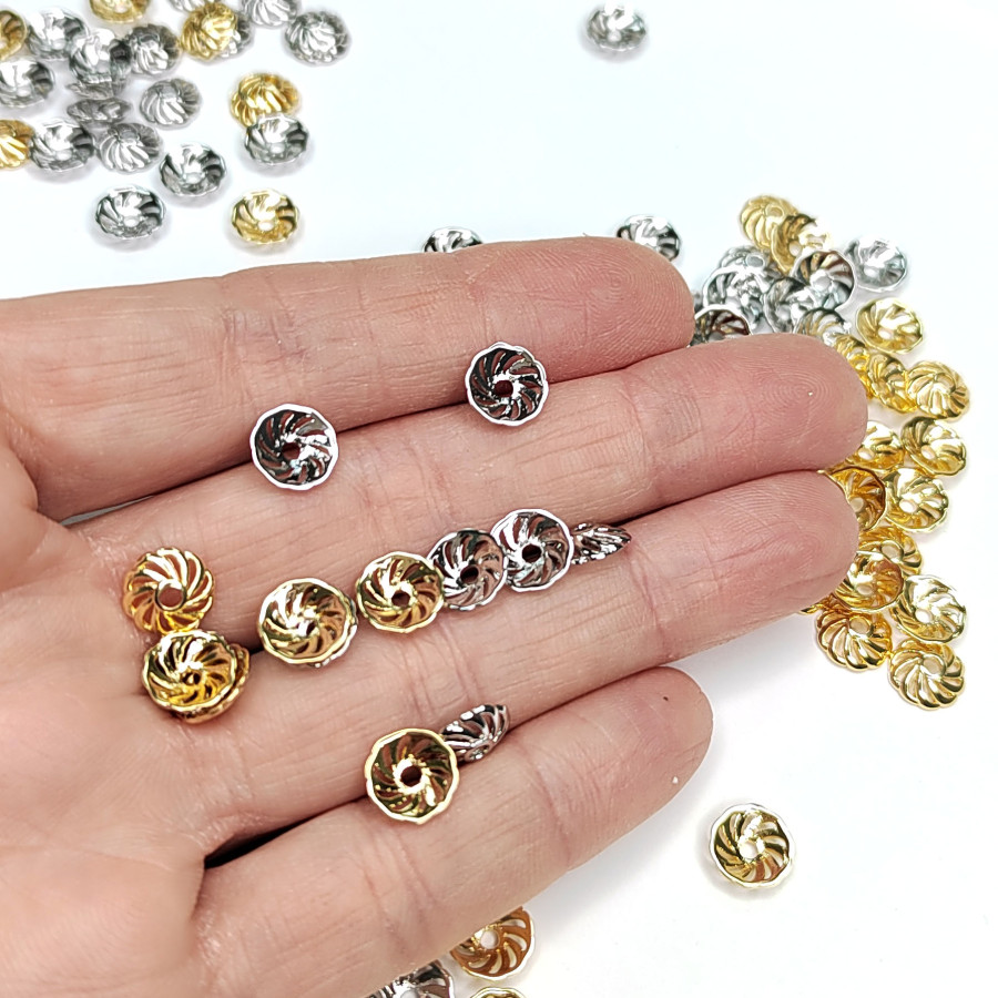 8 мм Шапочка для бусин с узором, штука