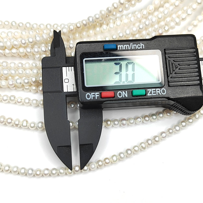 Жемчуг натуральный 3,4х3 мм округлой формы, культивированный, нить 35 см копия №1765479319