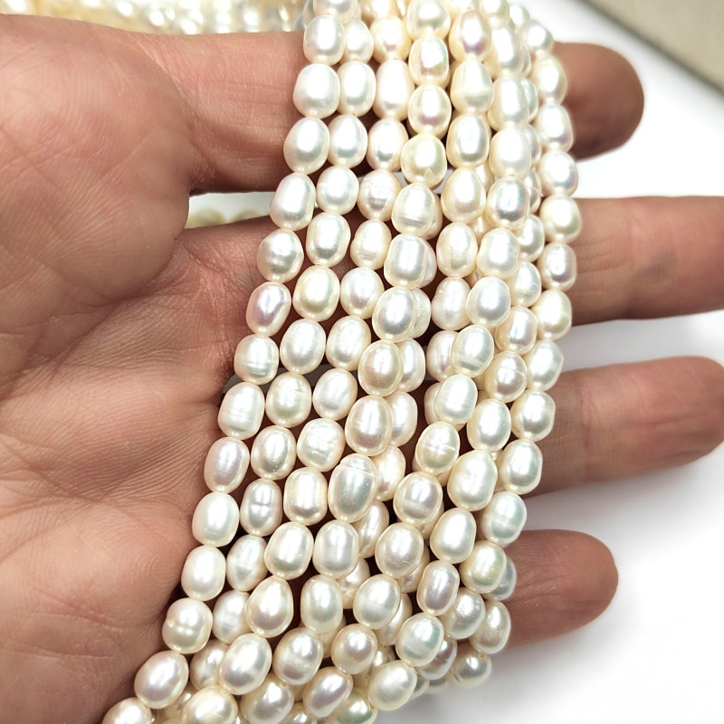 6х4,7 мм Жемчуг натуральный культивированный, нить 35 см