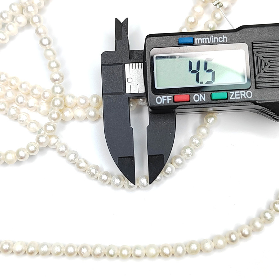 Жемчуг натуральный 5х4,5 мм округлой формы, культивированный, нить 39 см