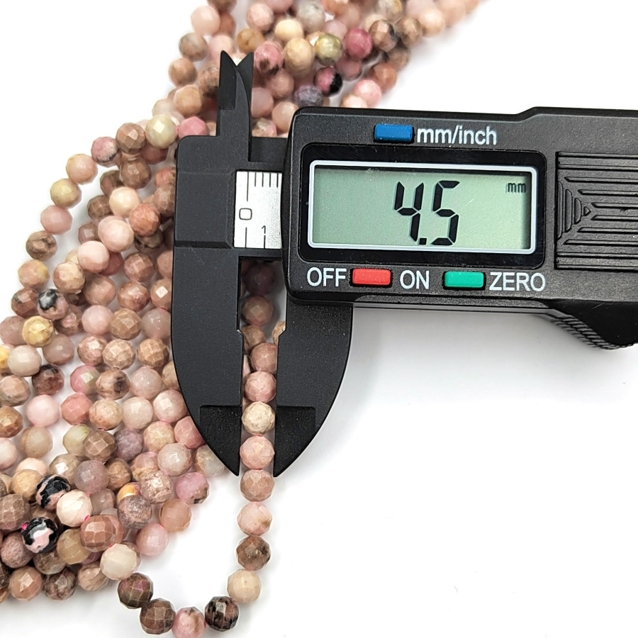 4,5 мм Родонит натуральный, Огранка, НИТЬ 39 см