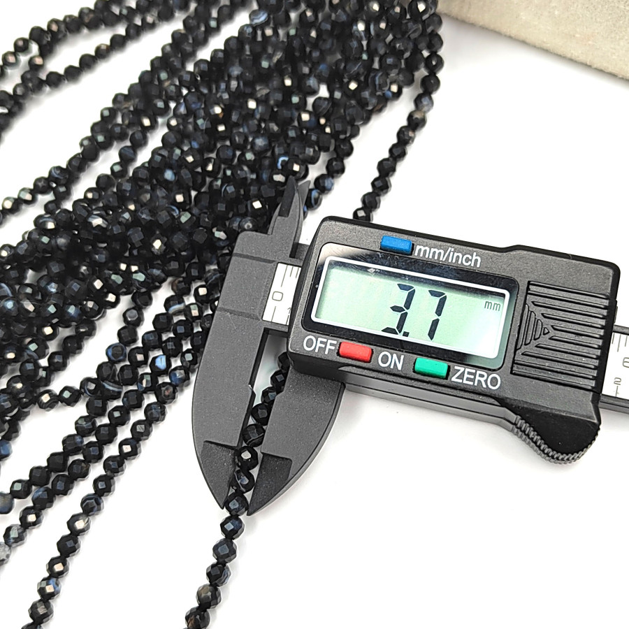 Агат натуральный глазковый 3,7 мм бусины в огранке, нить 39-40 см