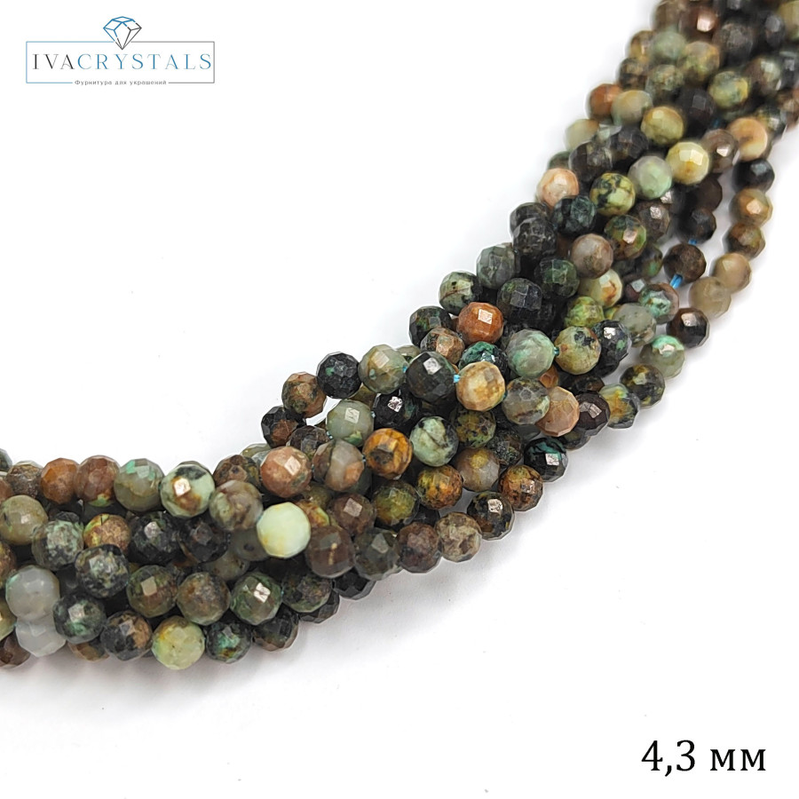 4,3 мм Бирюза иранская в огранке, натуральный камень, нить 39-40 см