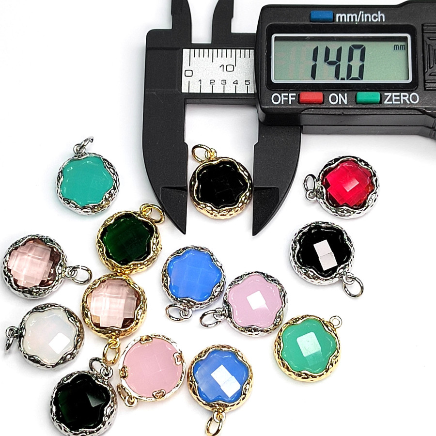 Подвеска круглая 14 мм с ювелирным стеклом, цвет кофейный, штука