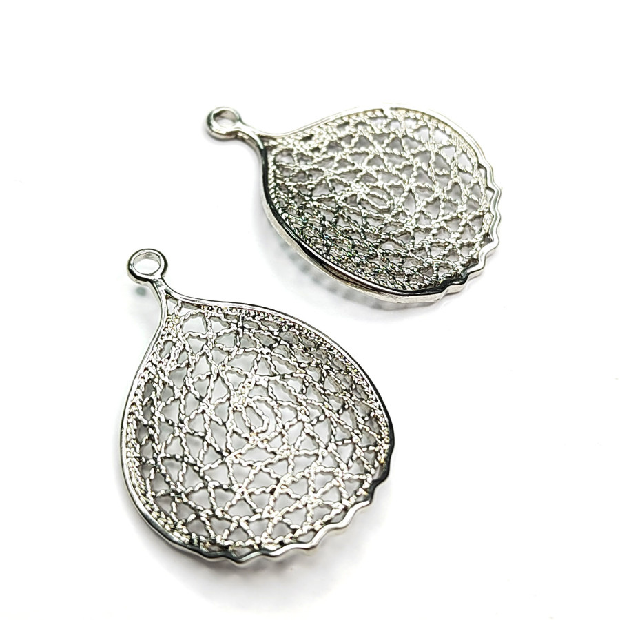 Подвеска Сеточка 20х28 мм, покрытие родий, штука