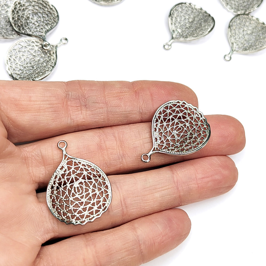 Подвеска Сеточка 20х28 мм, покрытие родий, штука