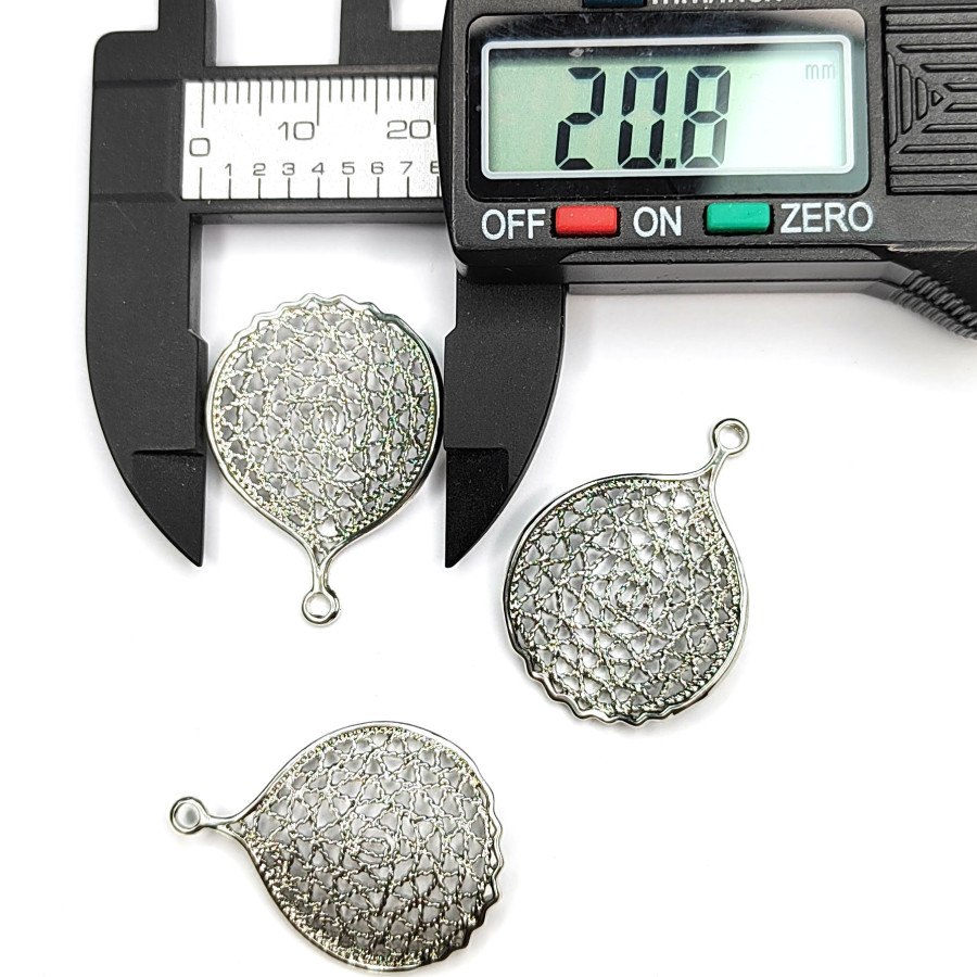 Подвеска Сеточка 20х28 мм, покрытие родий, штука