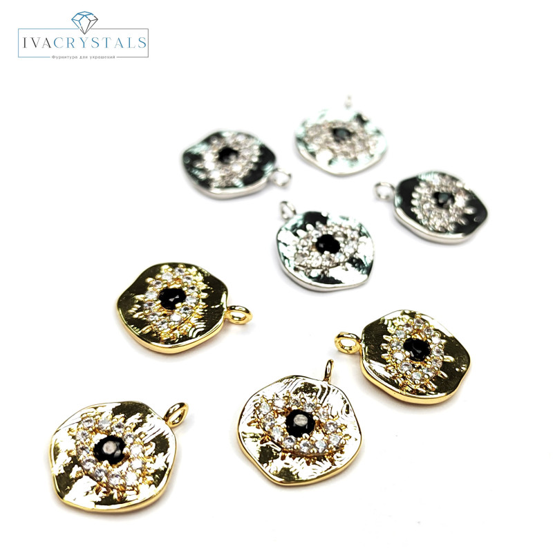 Подвеска Глаз 10 мм с фианитами, штука