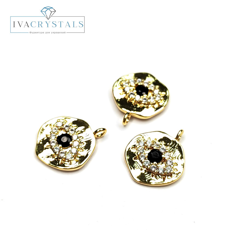 Подвеска Глаз 10 мм с фианитами, штука