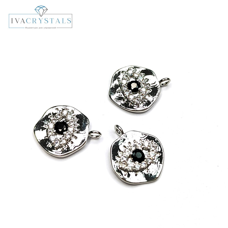 Подвеска Глаз 10 мм с фианитами, штука