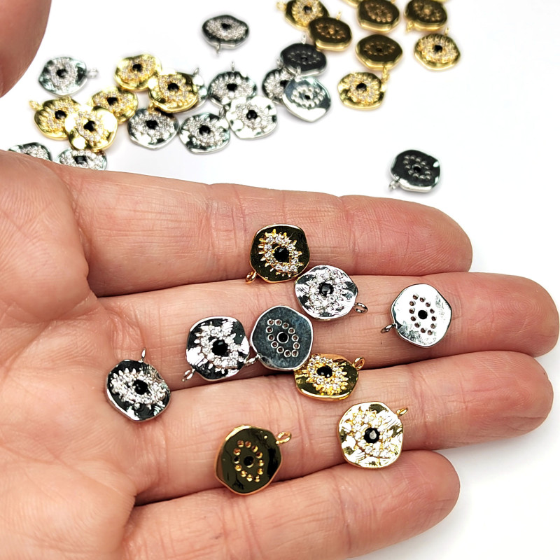 Подвеска Глаз 10 мм с фианитами, штука