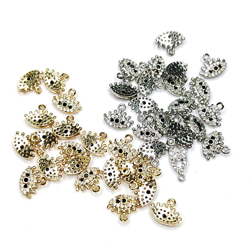 Подвеска Глазик 9 мм с фианитами, штука