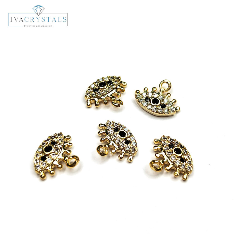 Подвеска Глазик 9 мм с фианитами, штука