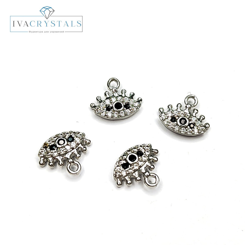 Подвеска Глазик 9 мм с фианитами, штука