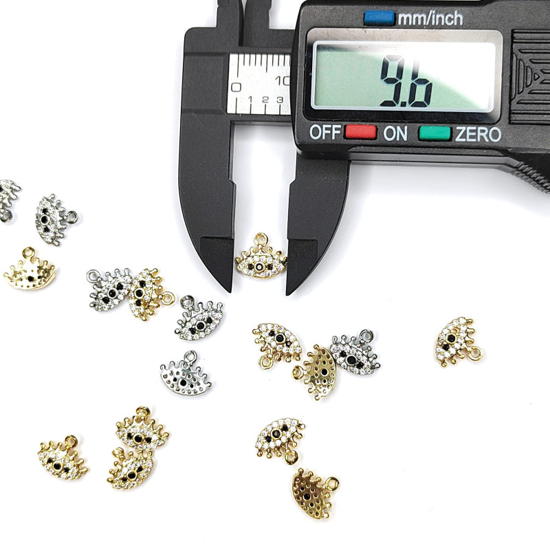 Подвеска Глазик 9 мм с фианитами, штука