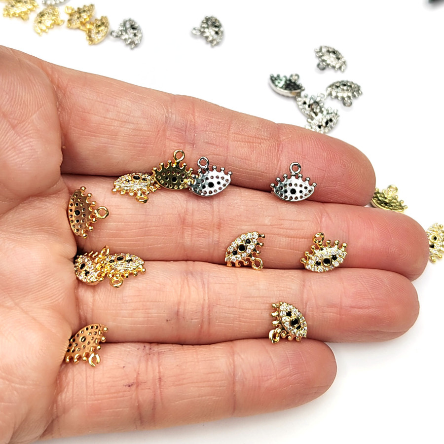 Подвеска Глазик 9 мм с фианитами, штука