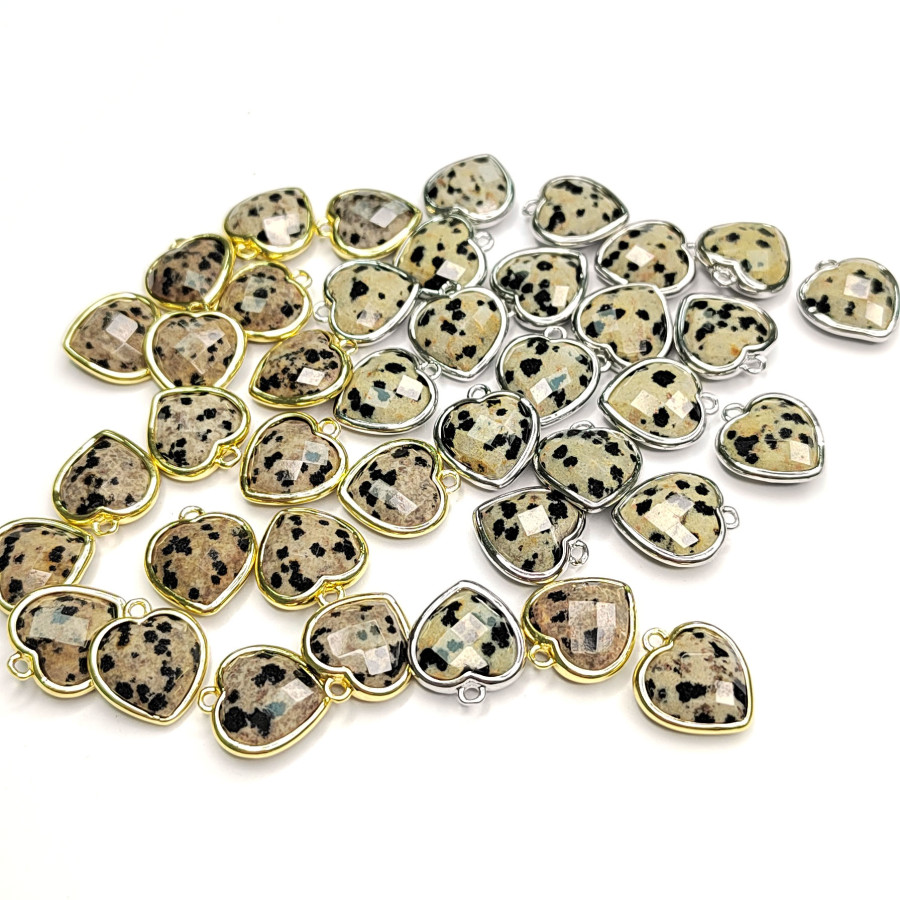 Подвеска Сердце из яшмы далматиновой 15х13 мм, штука