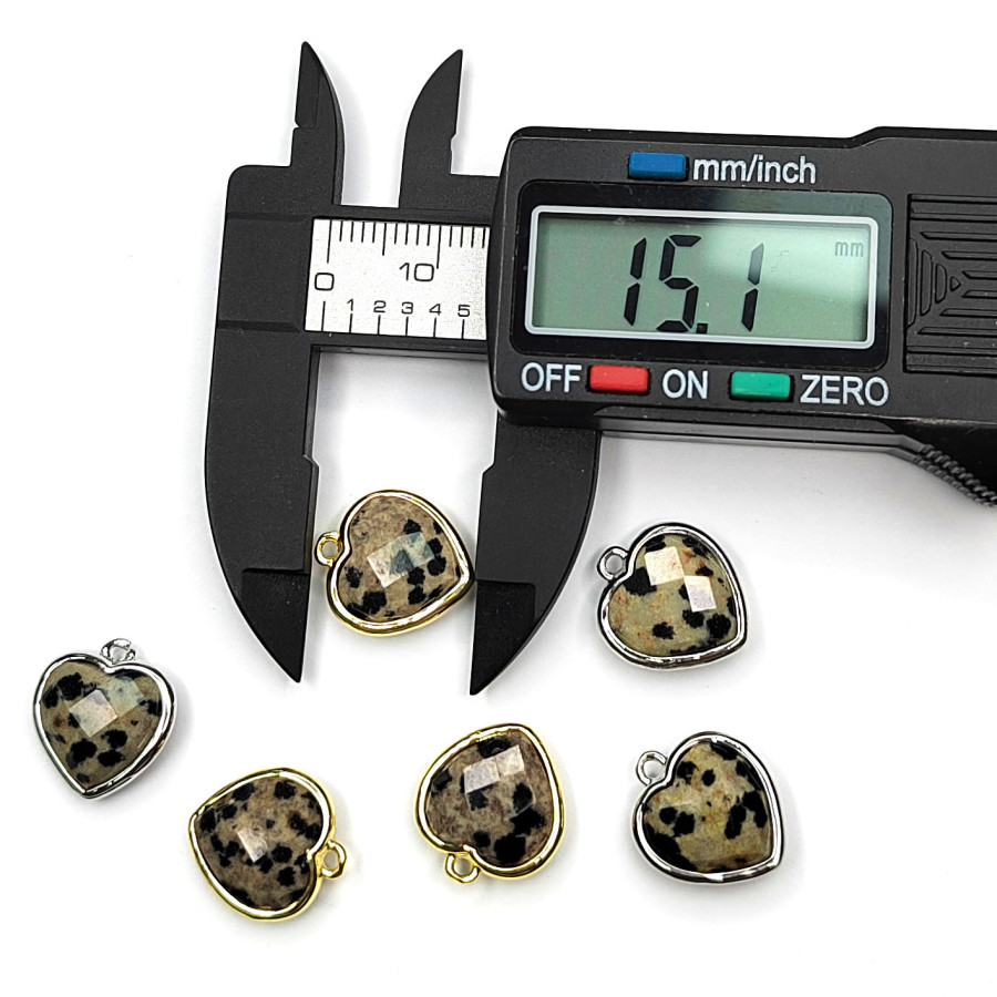 Подвеска Сердце из яшмы далматиновой 15х13 мм, штука