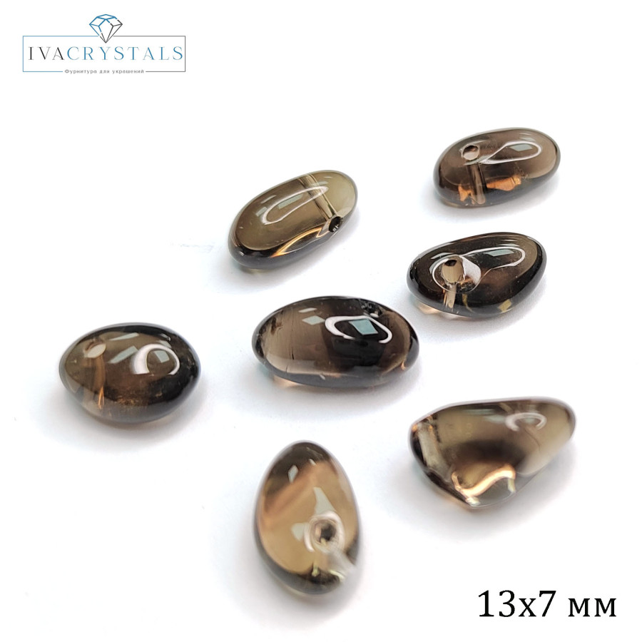 Раухтопаз натуральный, Дымчатый кварц, бусина слеза, 13х7 мм Штука (бусина)