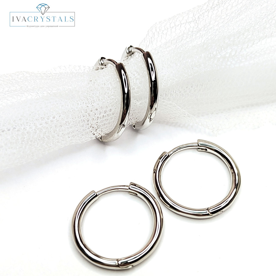 Швензы с застежкой конго 20х2 мм, пара покрытие Родий