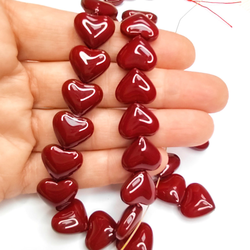 15х13 мм Жемчуг майорка, форма Сердечко, цвет бордовый, Стекло, ШТУКА