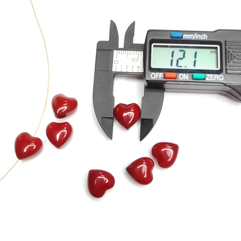 12 мм Жемчуг майорка, форма Сердечко, цвет бордовый, Стекло, ШТУКА