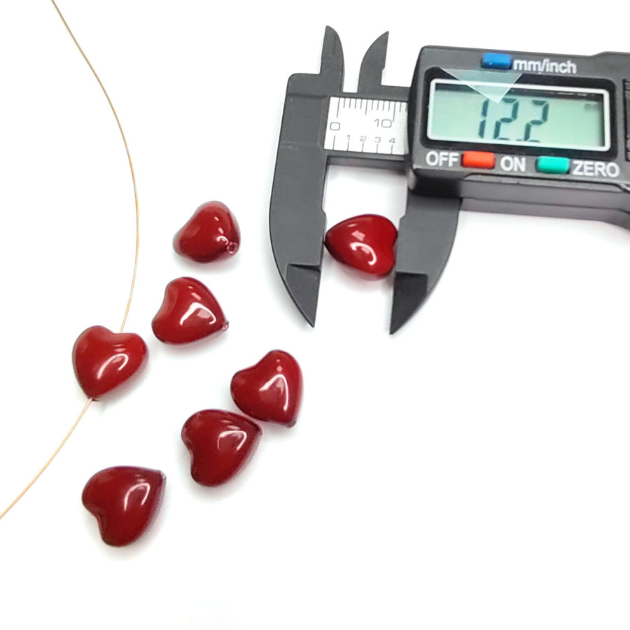 12 мм Жемчуг майорка, форма Сердечко, цвет бордовый, Стекло, ШТУКА