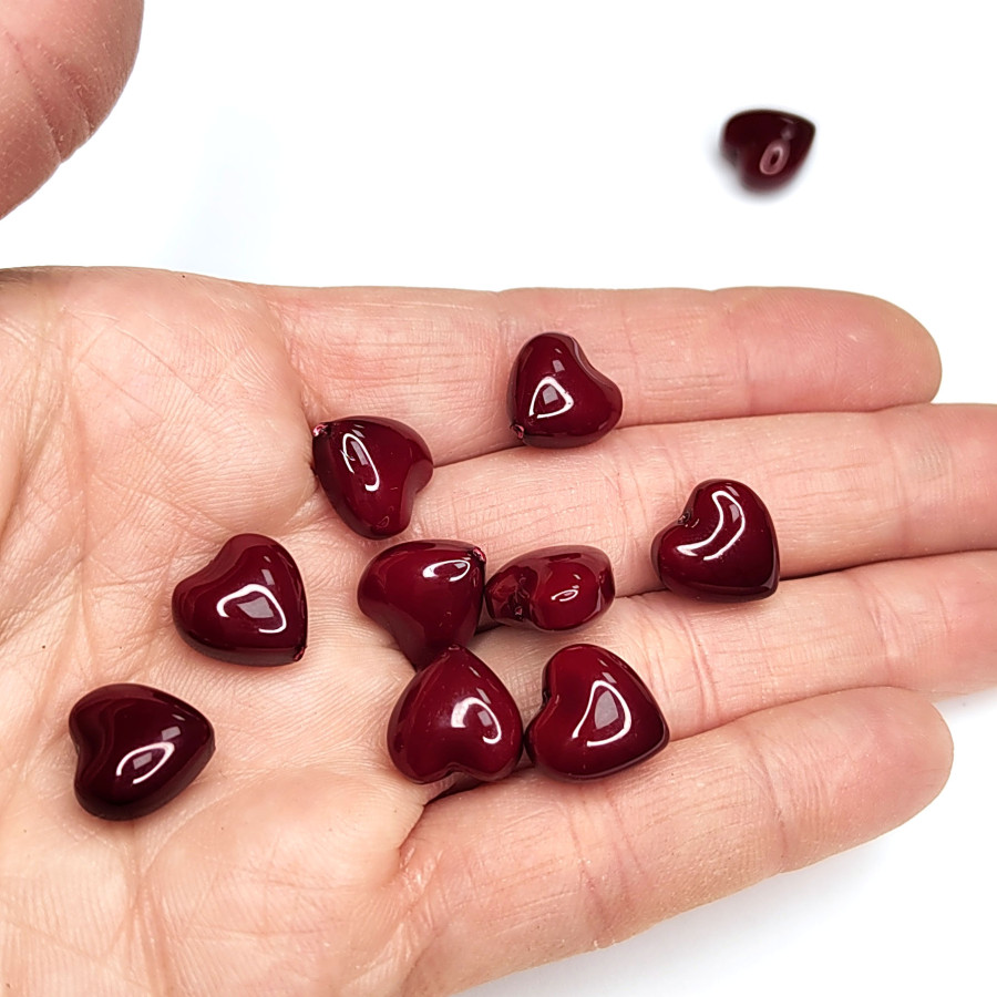 12 мм Жемчуг майорка, форма Сердечко, цвет бордовый, Стекло, ШТУКА Штука