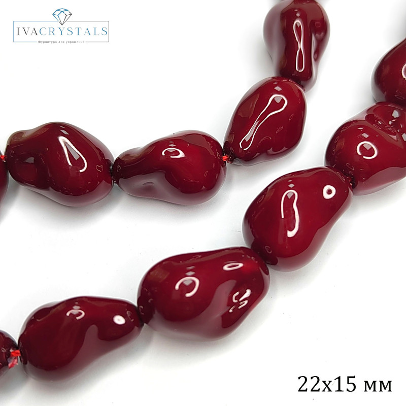 Жемчуг майорка барочный (имитация) цвет бордовый, штука