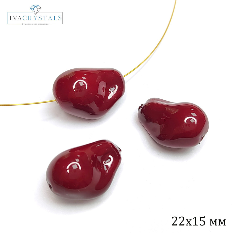 Жемчуг майорка барочный (имитация) цвет бордовый, штука 22х15 мм