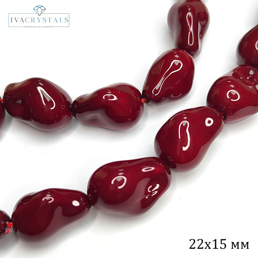 Жемчуг майорка барочный (имитация) цвет бордовый, штука