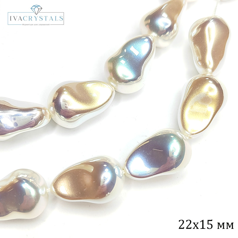Жемчуг майорка Капля 22х15 мм цвет белый перламутр