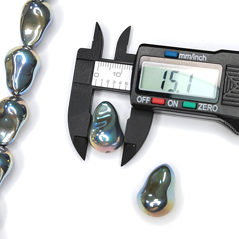 Жемчуг майорка Капля 22х15 мм цвет зелёный перламутр