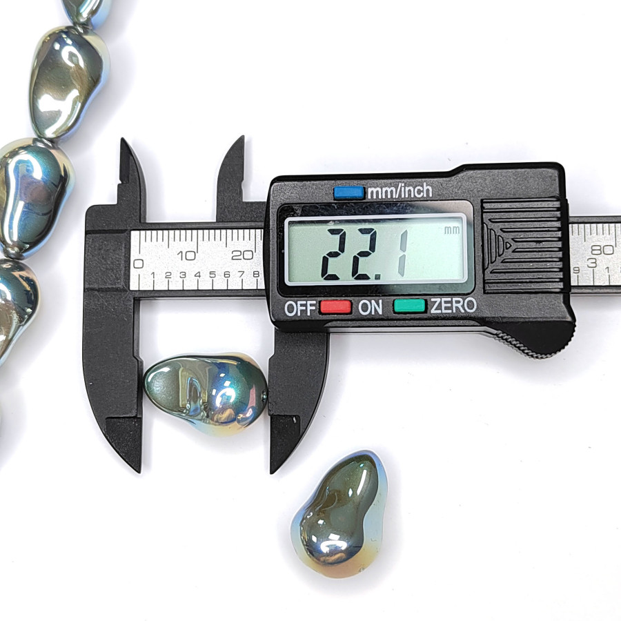 Жемчуг майорка Капля 22х15 мм цвет зелёный перламутр