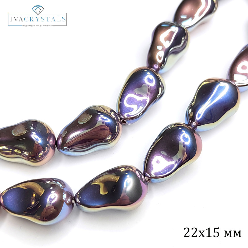 Жемчуг майорка Капля 22х15 мм цвет сиреневый перламутр