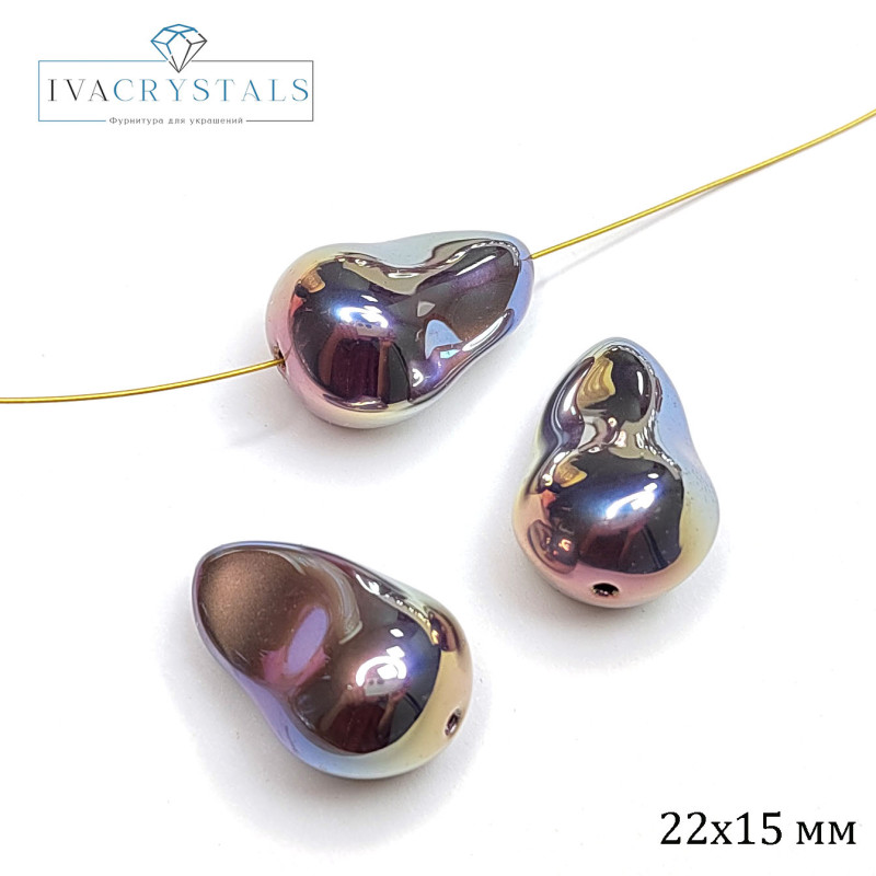 Жемчуг майорка Капля 22х15 мм цвет сиреневый перламутр