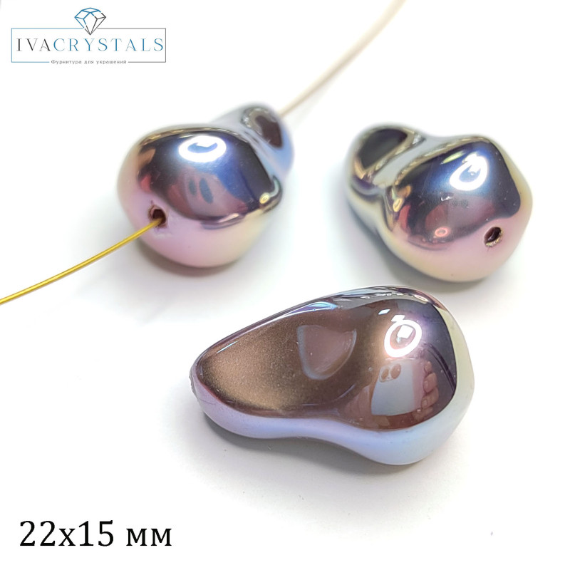 Жемчуг майорка Капля 22х15 мм цвет сиреневый перламутр