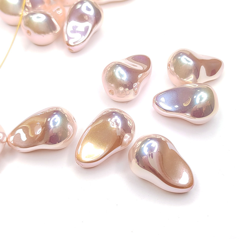 Жемчуг майорка Капля 22х15 мм цвет персиковый перламутр