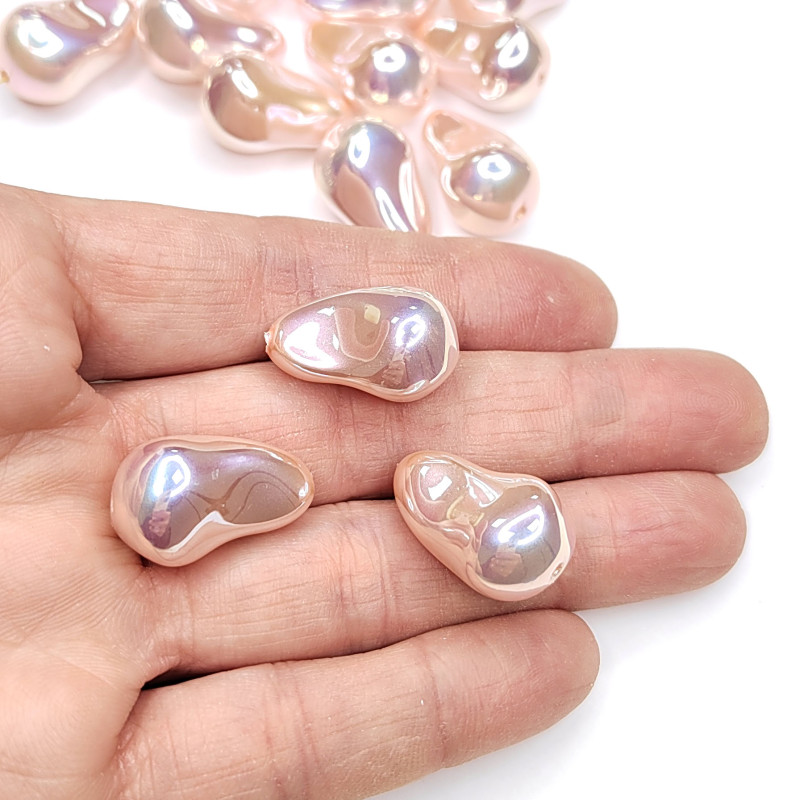 Жемчуг майорка Капля 22х15 мм цвет персиковый перламутр