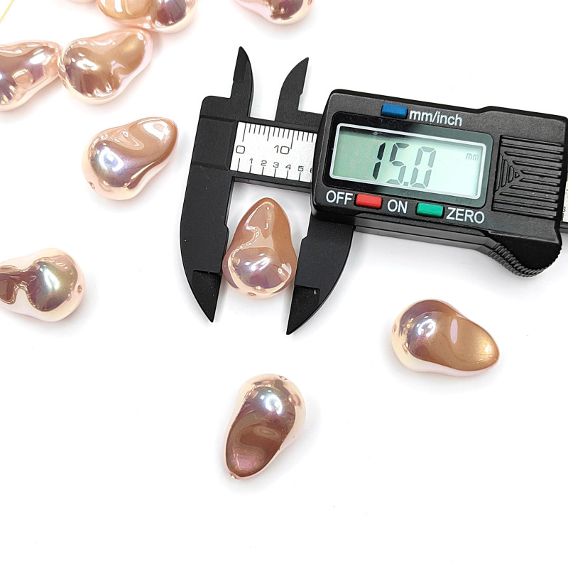 Жемчуг майорка Капля 22х15 мм цвет персиковый перламутр