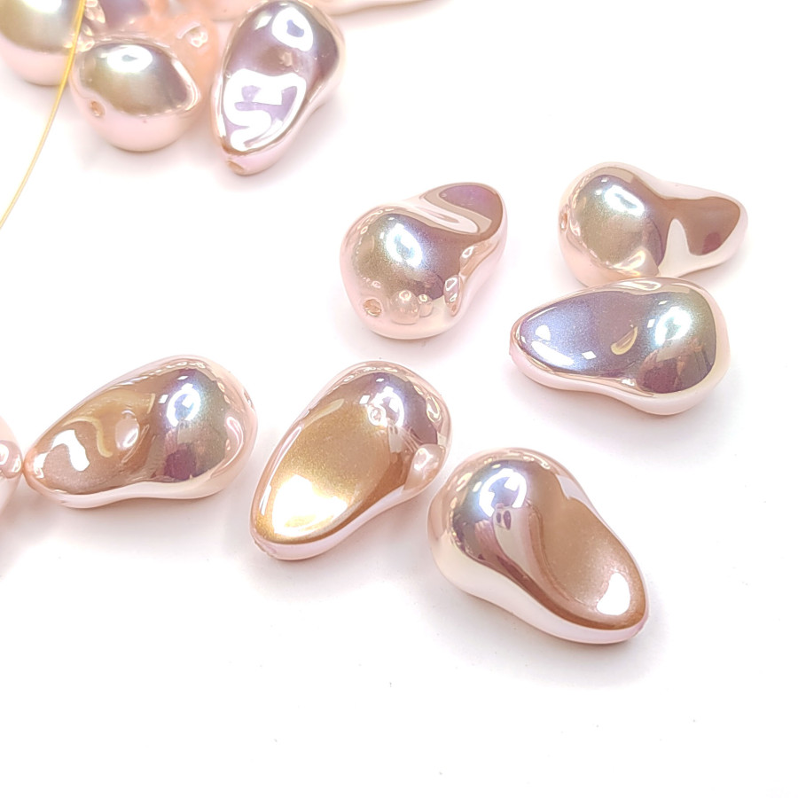 Жемчуг майорка Капля 22х15 мм цвет персиковый перламутр