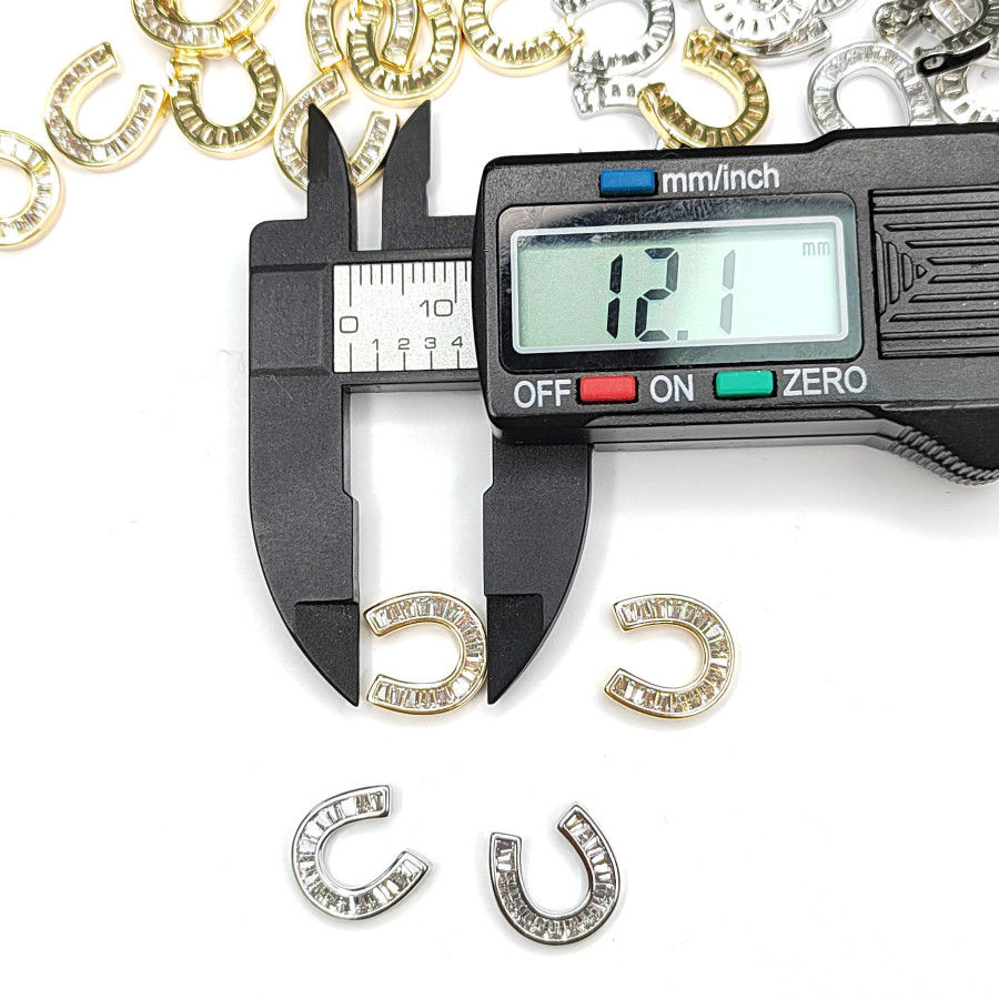 Подвеска - разделитель Подкова 12х12 мм с фианитами, ШТУКА