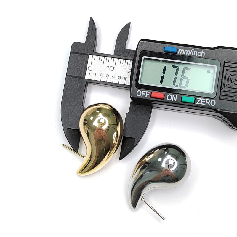 Серьги гвоздики Капли 32х17 мм, пара