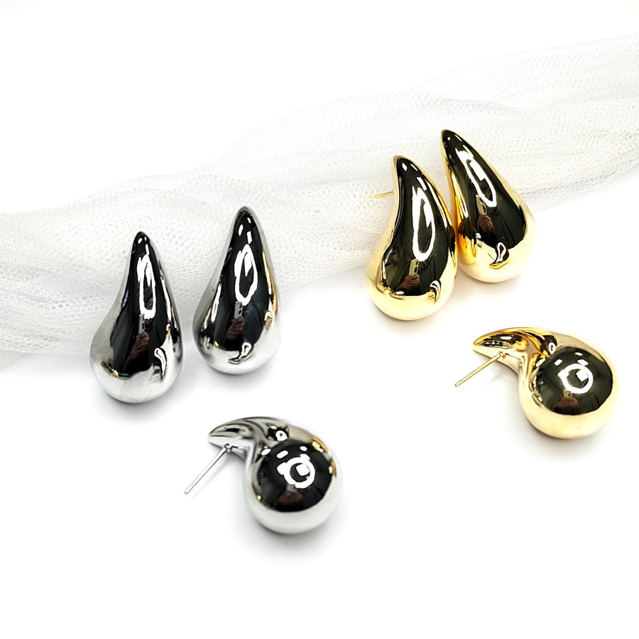 Серьги гвоздики Капли 32х17 мм, пара