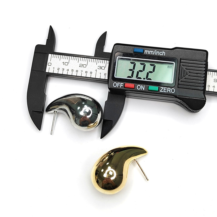 Серьги гвоздики Капли 32х17 мм, пара