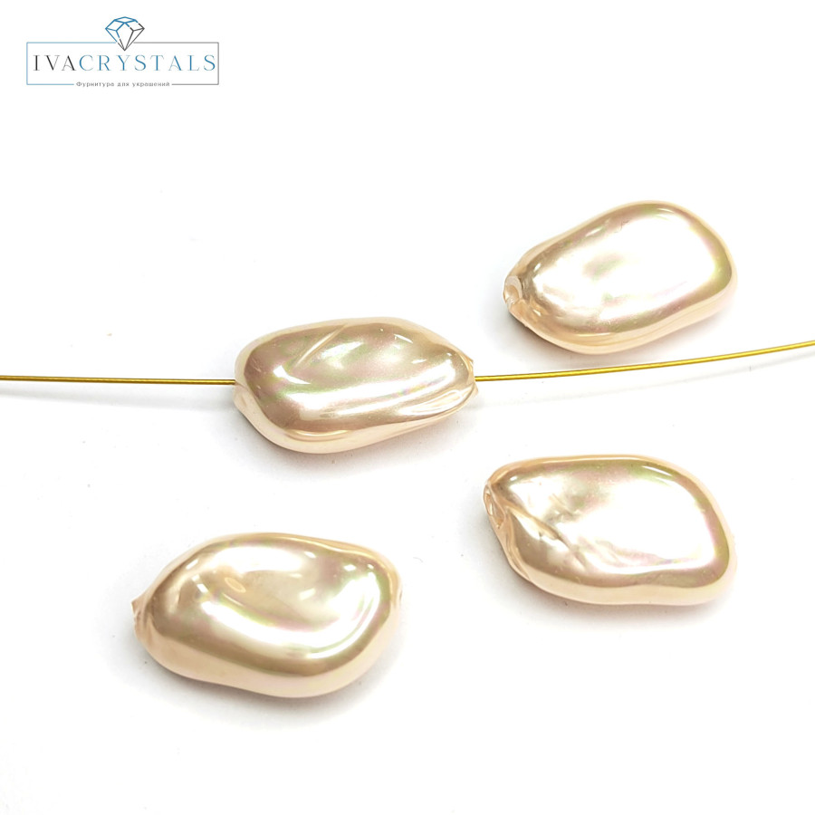 19х12 мм Жемчуг майорка барочный (стекло), цвет Бежевый, ШТУКА