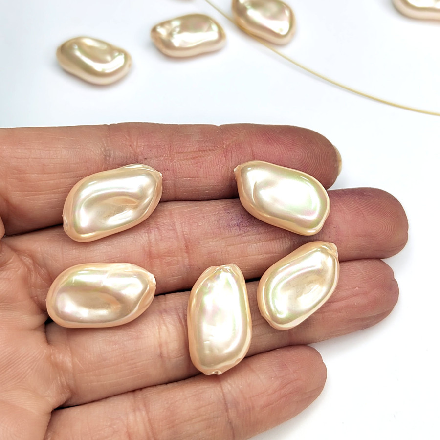 19х12 мм Жемчуг майорка барочный (стекло), цвет Бежевый, ШТУКА