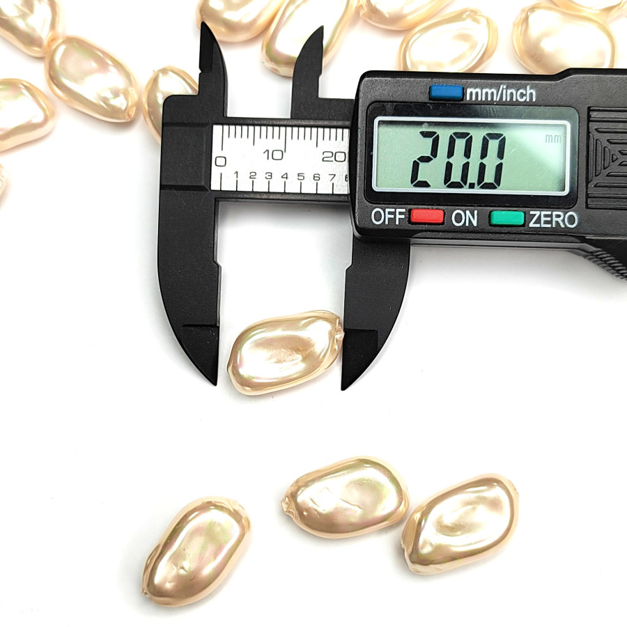 19х12 мм Жемчуг майорка барочный (стекло), цвет Бежевый, ШТУКА